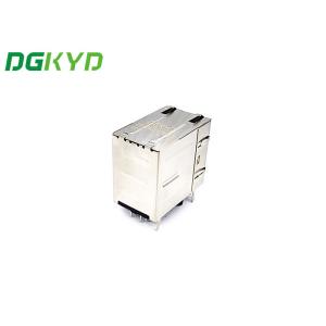 2 Port Gigabit Ethernet Modular Jack RJ45 Connector 2x1 Offset St / JK With LED