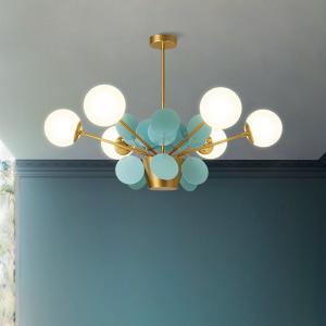 Nordic art chandelier Romantic Flower Design lustre metal Warmth Glass light