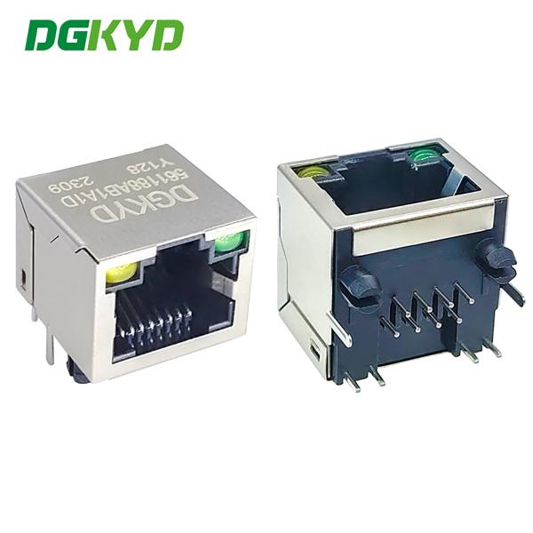 Quality RJ45 Connector Network Socket 8P8C Connector Horizontal With Lamp / Shield DGKYD561188AB1A1DY128 wholesale
