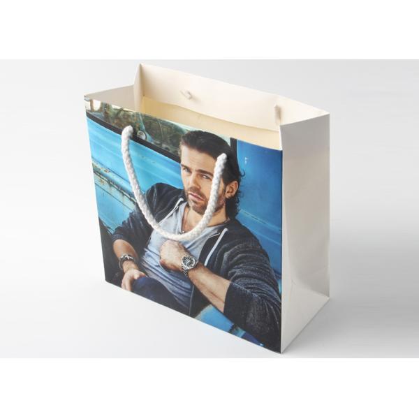 Kraft Paper Coloured Paper Bags With Glossy Lamination , White Personalised