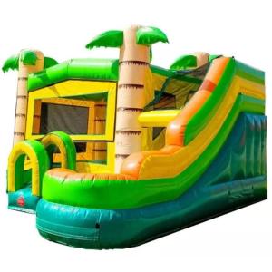 Home Use Inflatable Jungle Bounce House With Slide Palm Tree Inflatable Bouncer