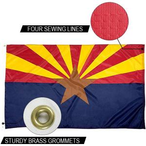 Cheap State of Arizona Flag 3x5 ft Outdoor Heavy duty Dupont Nylon US Flags Strong Canvas Heading and Brass Grommets for sale