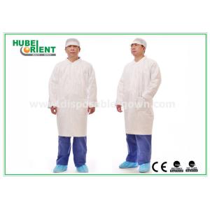 China CE Breathable Tyvek Disposable Lab Coats With Elastic Wrist on sale