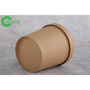 China Single Wall Thick Kraft Paper Soup Cups , Carton Brown 8 Oz Paper Cups With Lids on sale