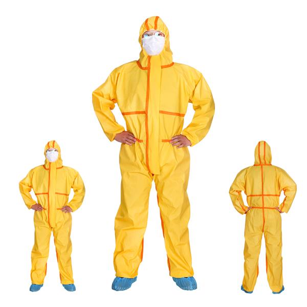High Low PH Chemical Proof Suit PP PE Coated Type 3 Disposable Hooded Coverall