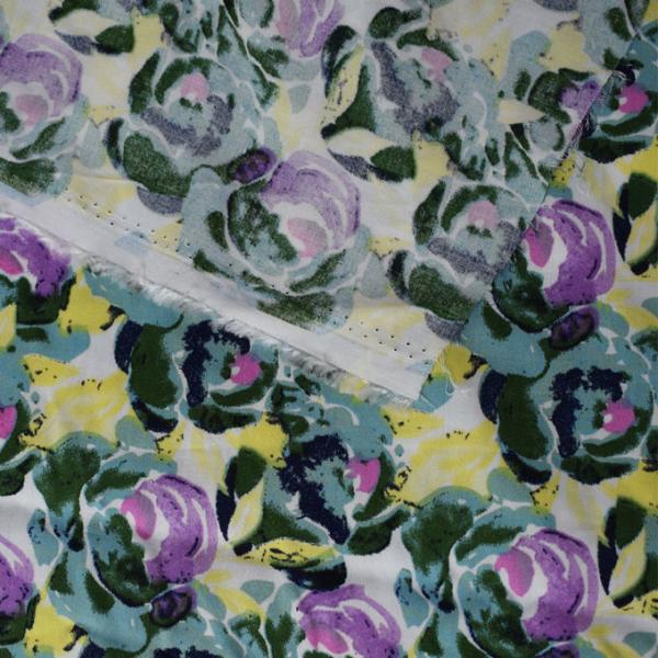 Flower Print Viscose Rayon Fabric Designs Woven Rotary Dress T-Shirt