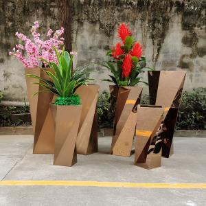 Outdoor garden mirror metal pots and custom spiral planters