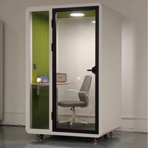 Modern Single Person Pod White Soundproof Work Booth Extendable For Exam Prep
