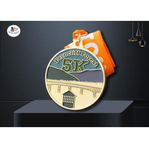China Zinc Alloy Custom 5K Race Medals 65*4MM Background Sandblast Medaillen on sale