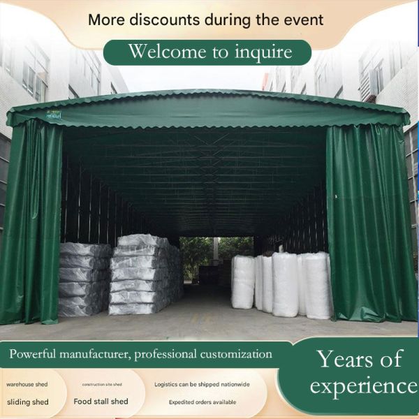 Large Warehouse Logistics Electric Tent with Adjustable Push-Pull Canopy and Retractable Shift Awning in Metal Type Steel