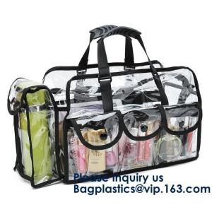 Professional Clear Makeup Cosmetic Bag PVC Carry Bag With 7 Extra Magnet Pockets