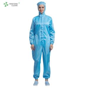 ESD antistatic autoclaveable coverall with hood blue color for parmaceutical