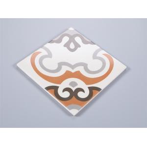 20x20cm Floral Ceramic Rustic Tile in Beige Orange Gray