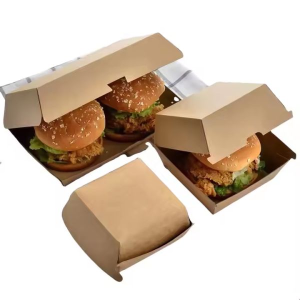 Customized Disposable Corrugated Cardboard Fast Food Packaging Burger Box for