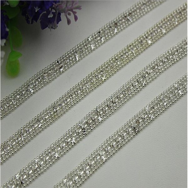 Bag hardware custom iron diamond decorative width 9 mm silver color metal bag chain