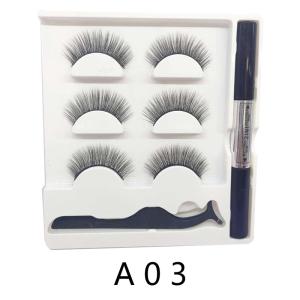 Natural Long Lightweight 2 Pics Magnetic False Lashes With Eyeliner