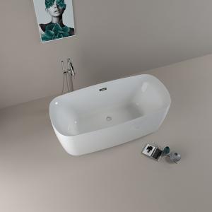 Soaking Free Standing Bathtub With Faucet Rectangular Shape