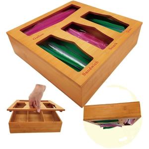 Convenient Bamboo Classic Sealed Lunch Bag Dispenser for Natural Storage Boxes