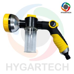 Cheap Multifunctional Thumb Control Soap Bubble Spray Nozzle with Hose Connector for Gardening Irrigation and Car Washing for sale