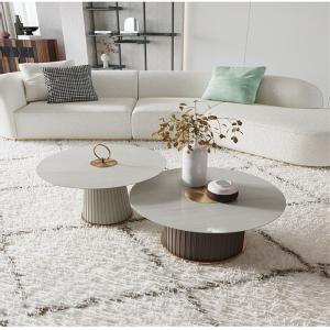 Round Slate Coffee Center Table Home Light Luxury Style 80x37cm