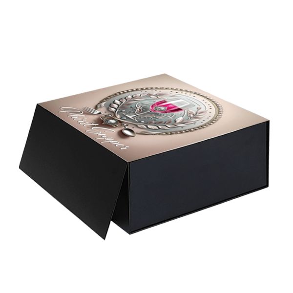 Luxury Paper Flip Top Cardboard Box Black Custom Magnetic Box Packaging