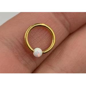 Hoop 18K Gold Nose Piercing With Natural Opal Inner Diameter 8-12mm