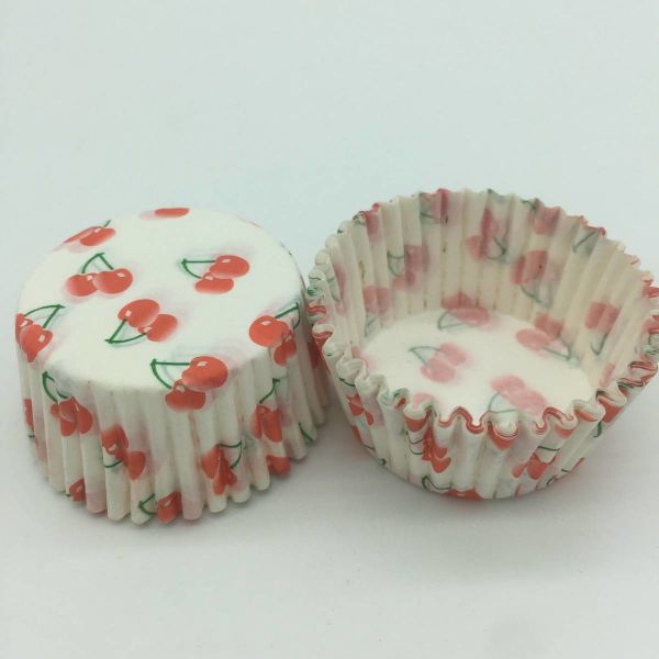 Cherry Pattern Greaseless Cupcake Liners , Muffin Cake Paper Cups For Children