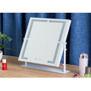 Illuminated Magnifying LED Desktop Mirror With Light , Square Led Mirror