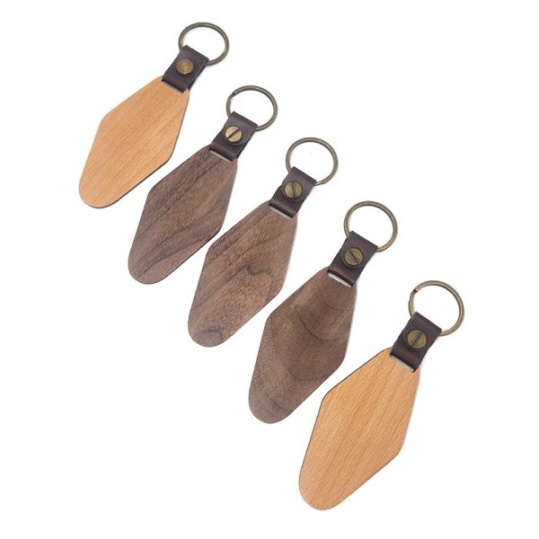 Quality Customized Rhombus Wooden Keychain 14g Personalized Engraved Watel Walnut wholesale