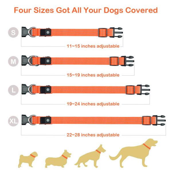 Waterproof Durable Rechargeable LED Dog Collar For Small Medium Large Dogs