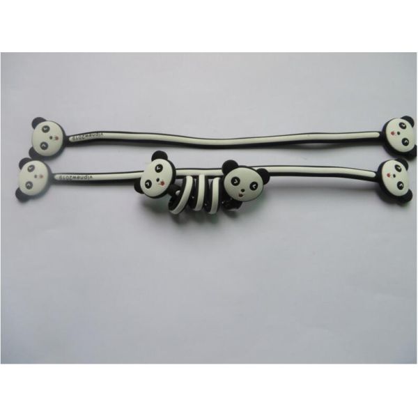 Custom Bear Silicone Rubber Earphone Cord Cable Winder With Extra Long Size , For Promotion Gift