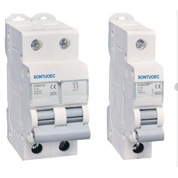 Quality STM22-63 2pole  Circuit Breaker with transparent small cover, two plastic clips up 63A wholesale
