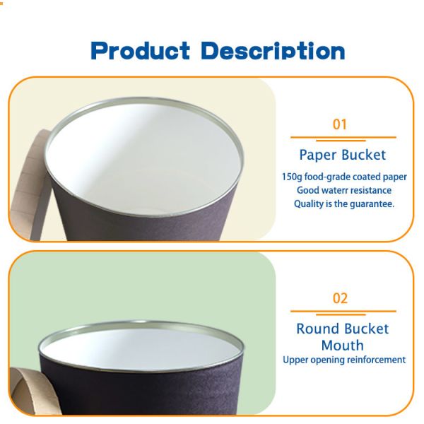 Wholesale Disposable Ice Cream Tub, 4.5kg/6.2kg Cardboard Container With Lid, For Commercial Use