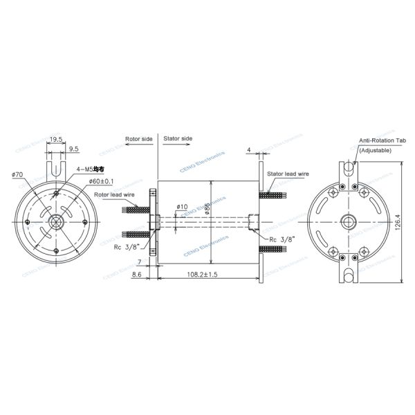 1000M Ethernet Signal Slip Ring with Through Hole Option For Data Center