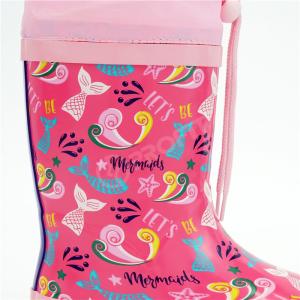 OEM Kids Mermaid Flexible Printed Rain Boots With Strap