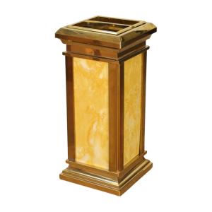 Wholesale Stainless Steel Metal Garbage Can Square Double Layer Waste Bin Hotel