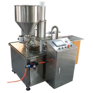 Cheap Touch Screen Plastic Cup Filling Sealing Machine for Liquid/Sauce Packaging with Gas Flushing and Vacuum Tray for sale