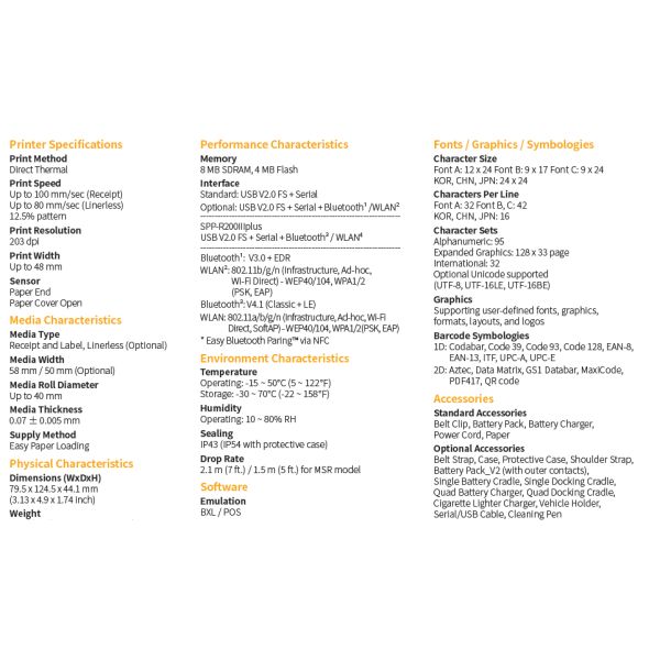 2 Inches Thermal Transfer Label Printer , Mobile Receipt Printer 48mm Printing Width