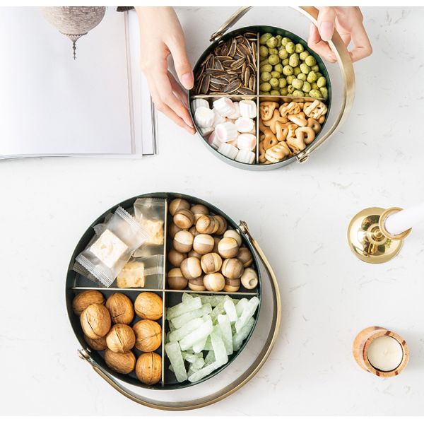 Anti Rust 16cm Diameter Steel Fruit Basket With Golden Handle