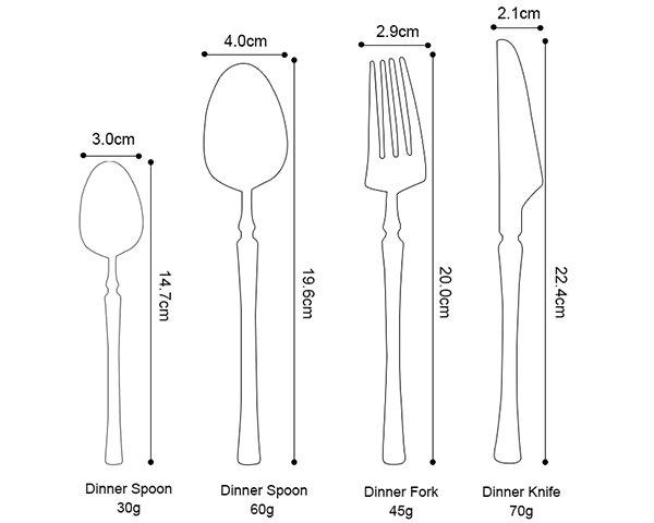 Corrosion Resistant SS304 Stainless Eating Utensils 4pcs
