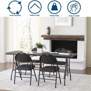 Plastic Folding Table Black 6ft Molded for Indoor Outdoor Banquet Picnic Iron