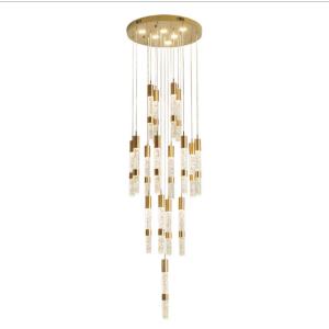 LED 3W Aluminium Rotating Stair Crystal Pendant Light Linear Shape D35*580mm