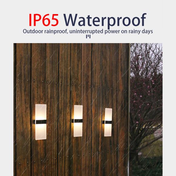 Acrylic Led Outdoor Wall Sconce LED Solar Powered Lights Cold White Light