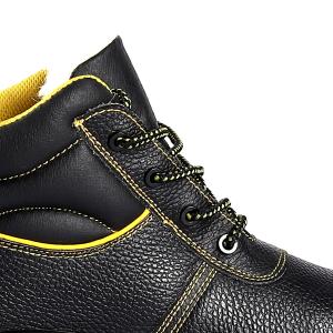 Comfortable EVA Insole Middle Cut Safety Shoes Embossed Cow Leather Upper