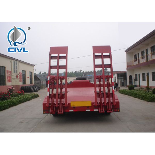 3 Axles Manual Semi Trailer Trucks Low Bed Two Single Cargo Truck New Condition