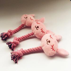 Rabbit Shape Plush Pet Toys Pink Color Printing / Embroidery Logo 22G
