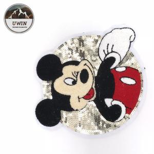 Popular Large Mickey Mouse Patch , Sequined Disney Character Iron On Patches