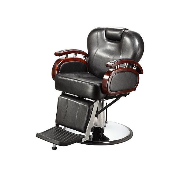 Quality Reclining Backrest Salon Barber Chair Brown With PU Leather Materials 48.5 KGs wholesale