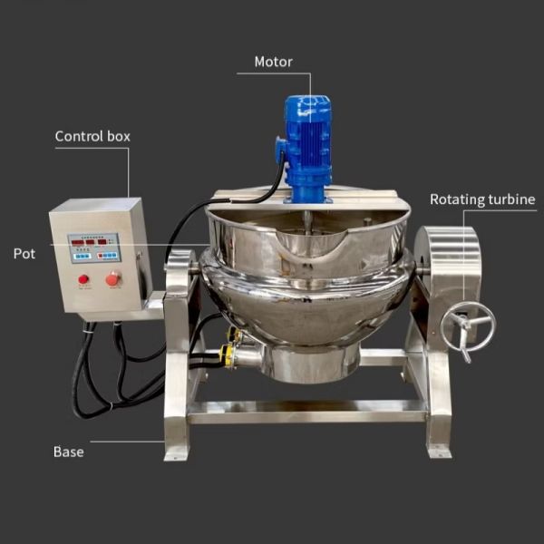Industrial Steam Cooking Kettle With Mixer For Large Scale Food Processing
