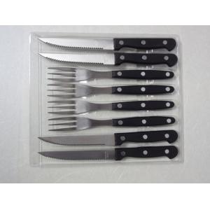 Black Steak Knife And Fork With PP Handle In Blister Card knife for steak